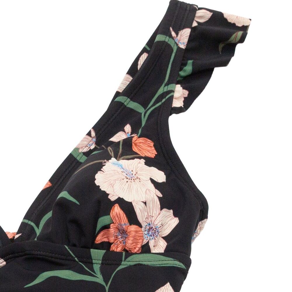Shade &‎ Shore S (4-6) Women's Floral Print Ruffle Sleeve One-Piece Swimsuit